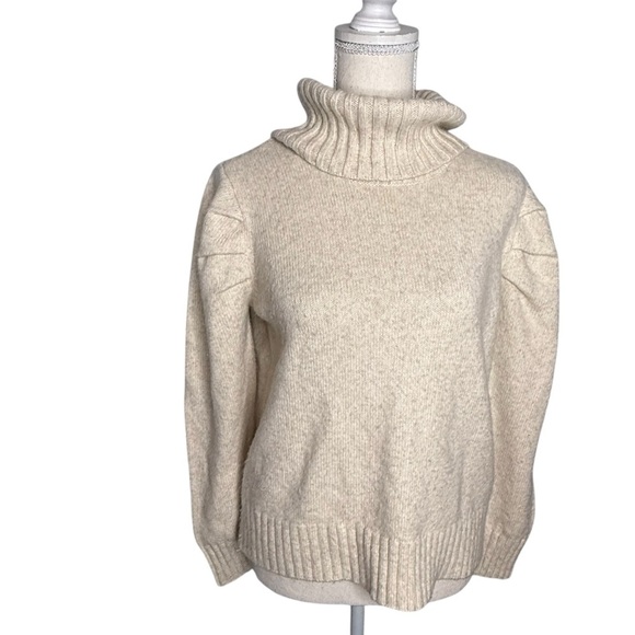 CAbi Sweaters - CABI #3889 - Midweight‎ Tuck Turtleneck Puff Sleeve Pullover Knit Sweater medium